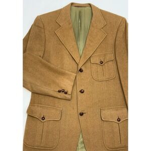 VTG 60s/70s Kingsridge Herringbone Camel Hair Vented Back Western Jacket 41L EUC
